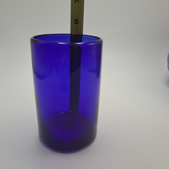 Hand Blown Mexican Cobalt Blue Tumblers Drinking Glasses - Picture 11 of 11